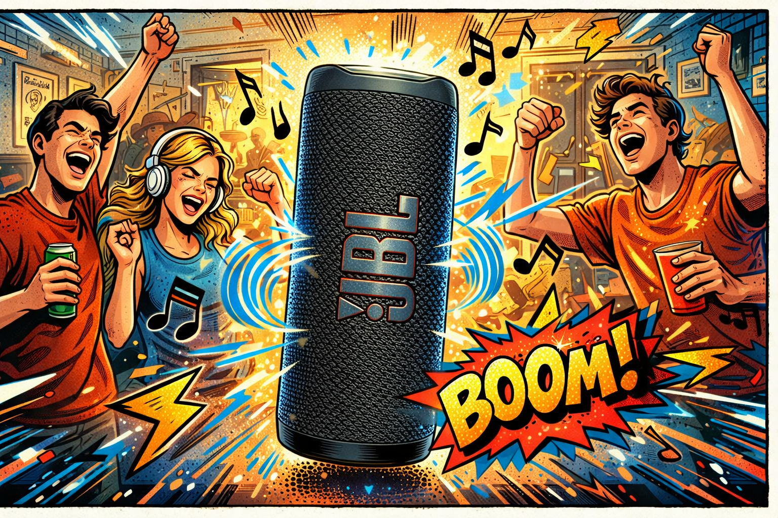 JBLのワイヤレススピーカーで音楽を楽しむ家族