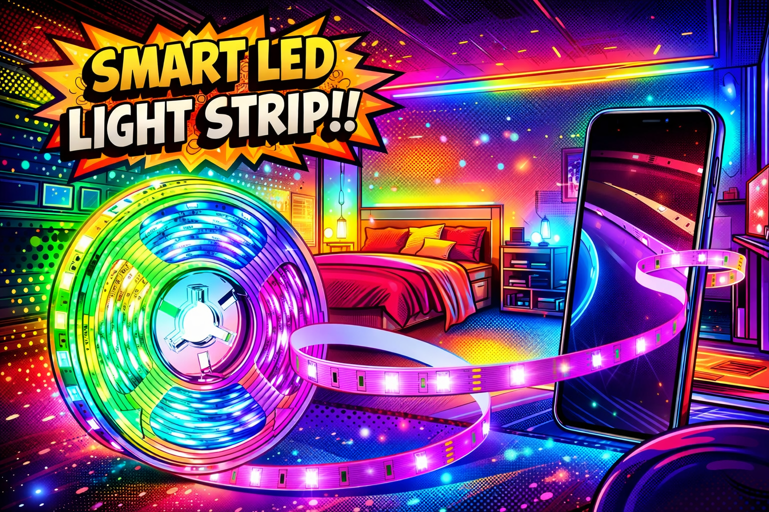 スイッチボットのLEDテープで部屋がカラフル