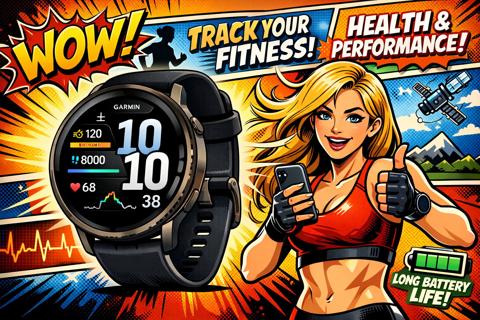 心拍数や歩数などのデータを表示する円形ディスプレイのスポーツ向けスマートウォッチが斜めから配置された状態